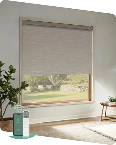Vista 15 de Yoolax Persianas motorizadas con control remoto, persianas opacas remotas para ventanas, persianas enrollables automáticas inalámbricas persianas
