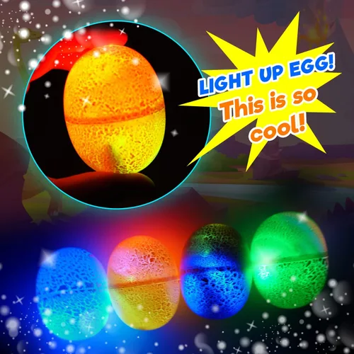 Vista 3 de JA-RU Dino World - Huevos de dinosaurio iluminados con slime y pequeño juguete de dinosaurio en el interior Masilla sensorial para niños, juguete