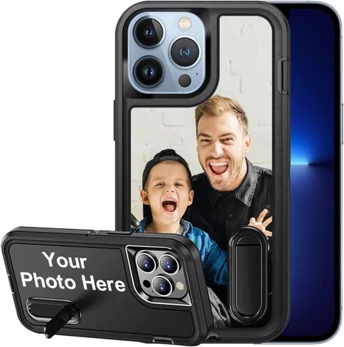 Vista 18 de Funda personalizada para iPhone 13, soporte incorporado/función atril, protección resistente a los arañazos, cubierta de fotos personalizada