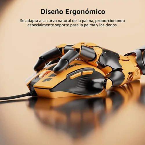 Vista 4 de Uineer Ratón para juegos con cable, ratón USB-A con 6 botones programables 2-Amarillo