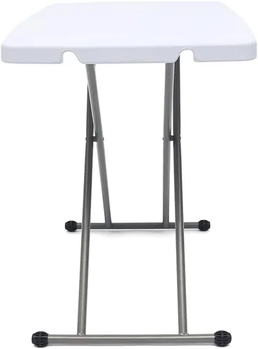 Vista 7 de YIYIBYUS Mesa plegable portátil de altura ajustable con pies cruzados en X para picnic, playa, escritorio personal, mesa de comedor para el hogar