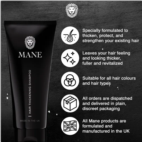Vista 3 de Mane Champú de biotina espesante para el crecimiento del cabello, hombres y mujeres, apoya el cabello fino y adelgazante, reduce la pérdida