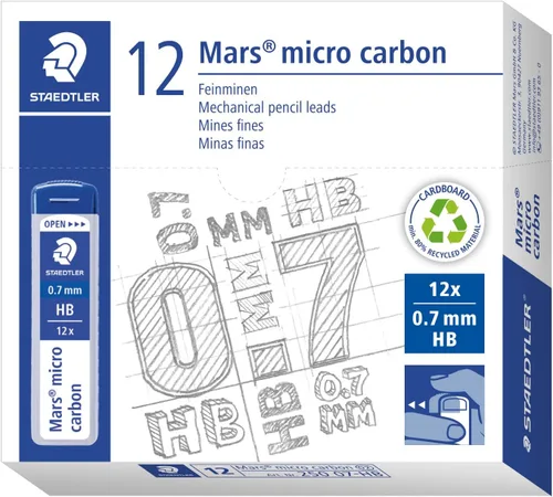 Vista 10 de Staedtler Micro Mars - Lápiz mecánico de carbono, 0.020 in, HB, 2.362 in x 12 (250 05 HB)