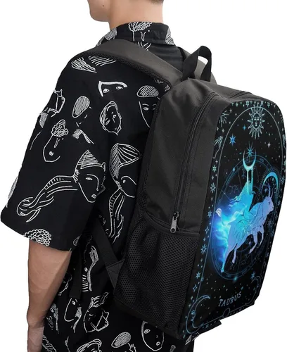 Vista 4 de Mochila de Constelación 3D Zodiac Impreso Mochila de Viaje Mochila Portátil Casual Mochila Mochila Mochila Escolar Ligera, Tauro., Mochilas de viaje