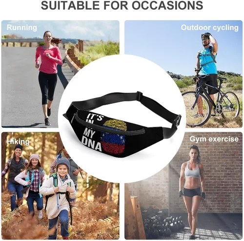 Vista 3 de It's in My DNA - Riñonera con la bandera de Venezuela para hombres y mujeres, bolsa deportiva con diseño de estampado cruzado