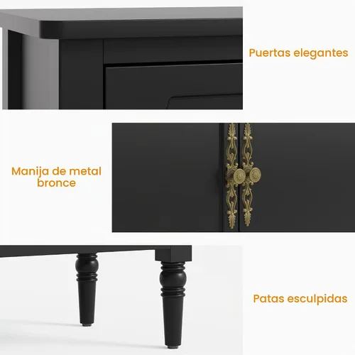 Vista 5 de RoyalCraft Armario buffet con almacenamiento, aparador moderno de mediados de siglo con 3 puertas, mesa de café pintada con estantes ajustables