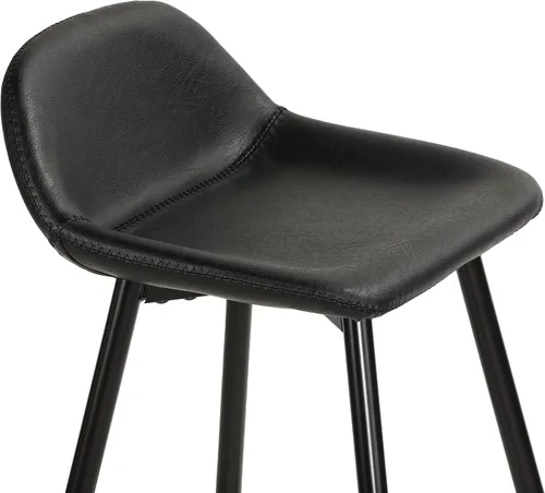 Vista 7 de Cortesi Home Taburetes de lluvia en piel sintética negro carbón, base negra (juego de 2)