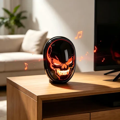 Vista 6 de Altavoz Bluetooth fantasma de Halloween, espeluznante y divertido Negro oscuro