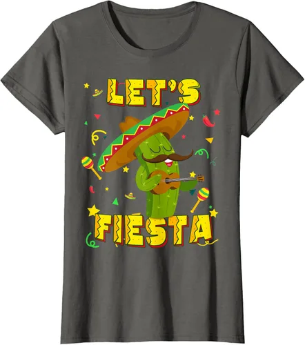 Vista 6 de Cinco De Mayo - Camiseta de regalo con sombrero de cactus Let's Fiesta, Negro, S