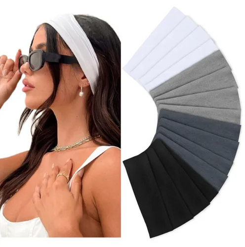 Vista 14 de Diademas elásticas antideslizantes de tela suave para mujer, paquete de 16 unidades, para yoga, correr, accesorios deportivos para el cabello