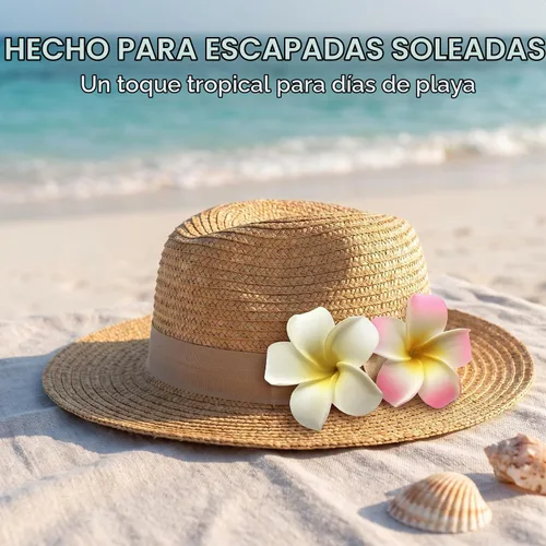 Vista 4 de 2 pinzas para el pelo hawaianas Frangipani Plumeria, cabeza de espuma, 2.8 in, color blanco y rosa