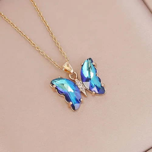 Vista 2 de Collar de mariposa para mujeres y niñas, minimalistas con circonitas cúbicas y dije de mariposa, gargantilla, lindo juego de joyería de mariposa