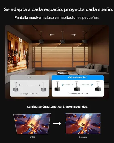 Vista 5 de Solución de cine Hidden Pro Picture Cine: proyector láser AWOL Valerion Pro2 4K con pantalla de proyector motorizada PureVision de 150 pulgadas