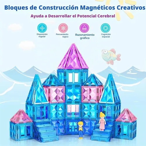 Vista 7 de BENOKER - 102 piezas de baldosas magnéticas para construir un castillo de hielo, bloques de construcción 3D STEM educativos