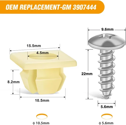 Vista 2 de GOOACC Juego de tornillos para placa de matrícula, tornillos de acero inoxidable con tuercas de nylon para sujetar placas de matrícula delanteras