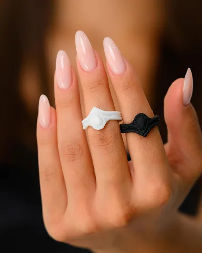 Vista 9 de Rinfit - Anillos de silicona para mujer - Anillo de compromiso en forma de pera de silicona - Alianzas de boda de goma para mujer - Diseño patentado
