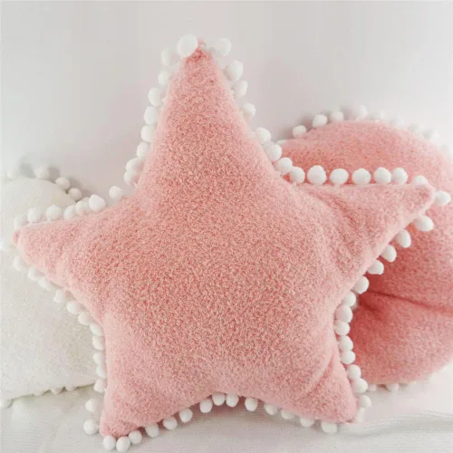 Vista 3 de JIANEEXSQ Creative Star Pillow Home - Cojín decorativo de felpa con estrella blanca (rosa)