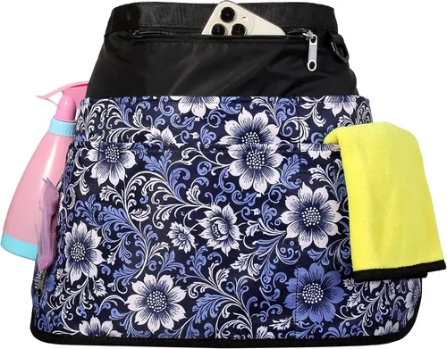 Vista 10 de Bafelia Delantal de limpieza para mujer con 7 bolsillos, delantal profesional impermeable para trabajo de limpieza