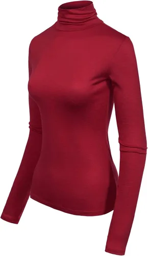 Vista 14 de MixMatchy Camisetas de manga larga delgadas y ligeras para mujer, cuello alto, capa base, camisetas activas