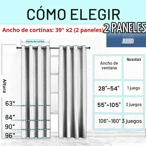 Vista 3 de 1 panel de cortinas opacas blancas y azules para niños