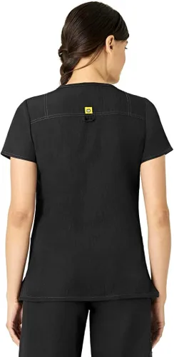 Vista 2 de WonderWink cuatro playeras para ambo deportivas, elastizadas, con escote en V para mujer