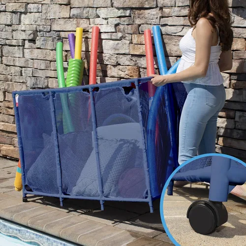 Vista 6 de Soporte para fideos de piscina, juguetes, flotadores, bolas y flotadores, organizador de almacenamiento de malla, extra grande