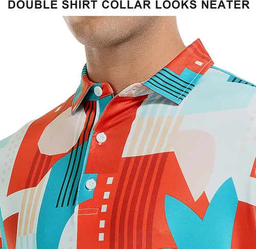 Vista 3 de DEOLAX Camisa de golf para hombre que absorbe la humedad, secado rápido, manga corta, polo para hombre
