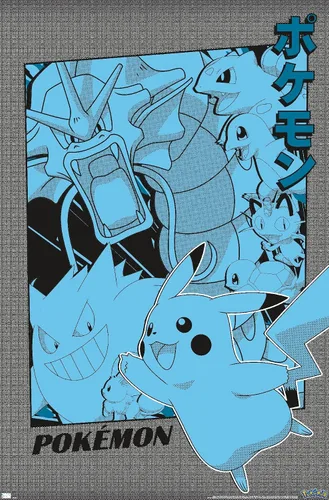 Vista 12 de Trends International Pokémon - Póster de pared de anime grupal, 14.72 x 22.37 pulgadas, versión enmarcada de madera de granero