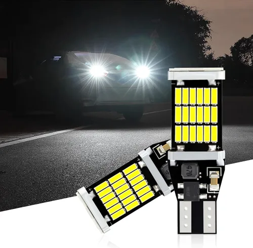 Vista 3 de Paquete de 4 Luces LED de Reversa, Bombillas de Luz de Reversa con Chipsets T15 4014 45SMD, Luces de Freno Parada Carga Reversa Canbus Libre