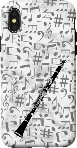 Vista 5 de Clarinet Phone Case - Music Notes - White Background Case for iPhone 17