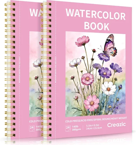 Vista 11 de Bloc de papel de acuarela de 9 x 12 pulgadas (140 libras/300 gsm) – Cuaderno de bocetos para artistas sin ácidos, papel pesado prensado en frío