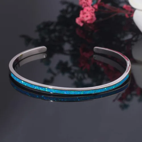 Vista 4 de CiNily Pulsera de ópalo para mujer, chapada en oro, hipoalergénica, con piedras preciosas abiertas