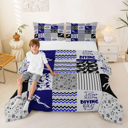 Vista 56 de Erosebridal Softball Comforter Set Patchwork Buffalo Plaid Twin Bedding Sets for Girls Kids Teens Child Galaxy Stars Ball Game Baseball Comforter