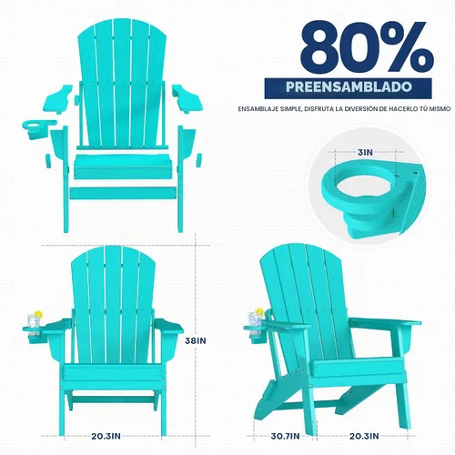 Vista 3 de HDPE Silla Adirondack plegable, Aruba
