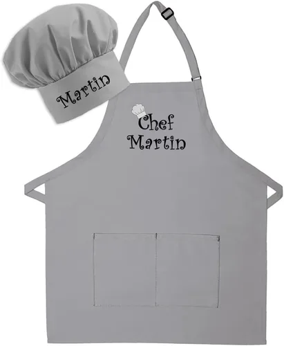 Vista 14 de Delantal y sombrero bordados personalizados para adultos, hechos en los Estados Unidos, para hombres, mujeres, día del padre, cocina, barbacoa