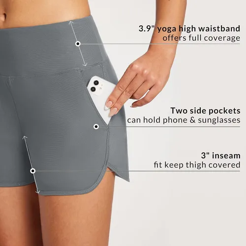 Vista 85 de baleaf Traje de baño de cintura alta de 3, 5, 7, 9 pulgadas, para mujer, de secado rápido, con bolsillos