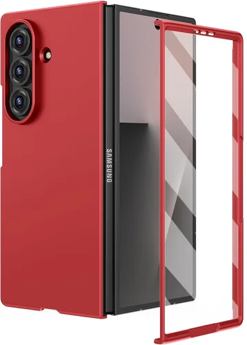 Vista 23 de Ruky Funda para Samsung Galaxy Z Fold 5, cubierta de cuerpo completo con protector de pantalla integrado, soporte de carga inalámbrica de PC duro