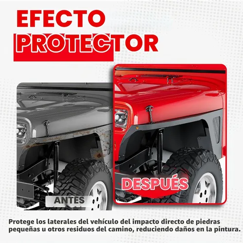 Vista 8 de ECOTRIC Protector de parachoques delantero compatible con Jeep Wrangler YJ 1987-1996, guardabarros con luces LED de águila con inserto de malla