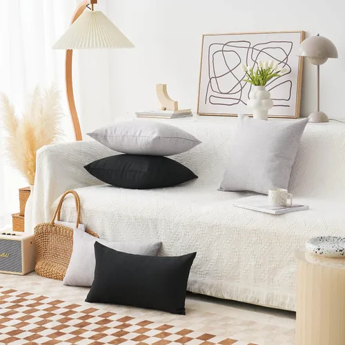 Vista 6 de Home Brilliant Fundas de Almohada de Lino con Forro para Cojines Decorativos de Otoño de Arpillera, Juego de 2, 16 x 16 pulgadas, Negro