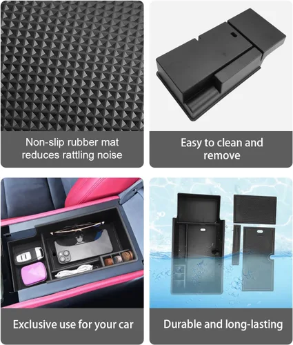 Vista 5 de CDEFG Bandeja organizadora de consola central para Chevy Blazer EV 2024 2025, compatible con Chevrolet Blazer EV RS LT 2024 2025, accesorios