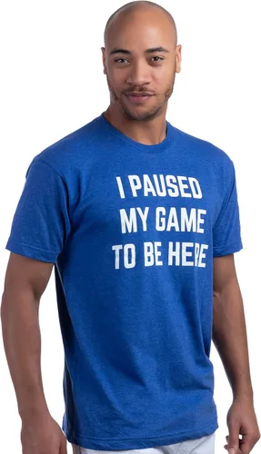 Vista 3 de Camiseta con leyenda en inglés I Paused My Game to Be Here, divertida camiseta humorística para hombres o mujeres, humor para jugadores