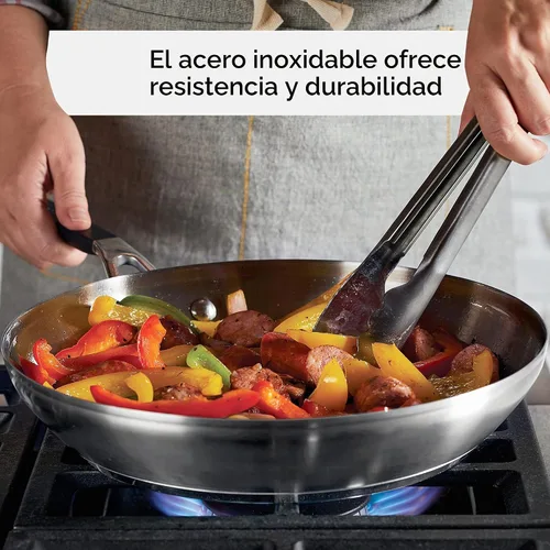 Vista 4 de KitchenAid - Sartén de inducción de acero inoxidable, 12 pulgadas Fácil limpieza, utensilios de cocina de acero inoxidable cepillado, apto