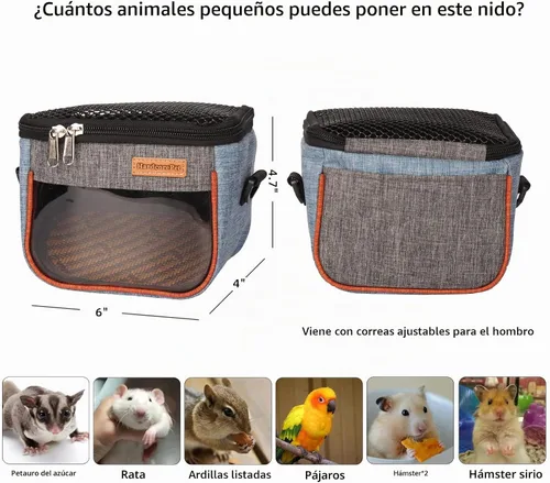 Vista 3 de Bolsa de transporte Sugar Glider, bolsa de viaje transpirable transparente para hámster, gecko, erizo de bebé, bolsa de transporte con parte Azul