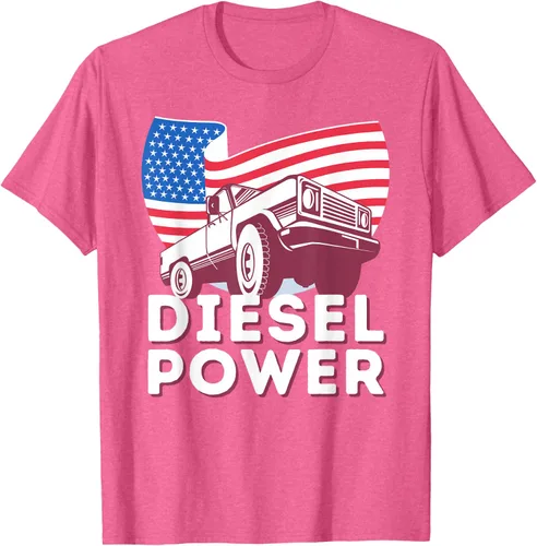 Vista 24 de Diesel Power American Flag - Camiseta de camioneta de mecánico diésel, Negro, S
