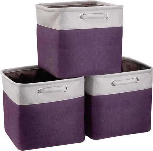 Vista 11 de Paquete de 3 cubos de almacenamiento de 13 x 13 x 13 pulgadas, cajas de almacenamiento de tela con marco de metal y forro de espuma, organizador