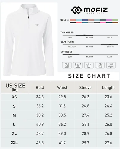 Vista 6 de MoFiz Women's Long Sleeve Golf Polo Shirts Quarter Zip Tennis Pullover Quick Dry Sun Protection Athletic Workout Running Tops