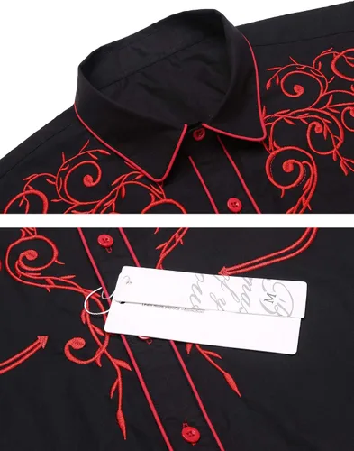 Vista 6 de Coofandy Camisa de hombre de manga larga ajustada con bordado casual de botón