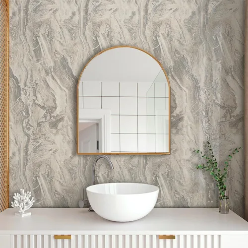 Vista 18 de VaryPaper Papel tapiz de mármol brillante de 15.7''x78.7'', beige-gris-dorado, despegar y pegar, autoadhesivo, grueso, duradero, removible