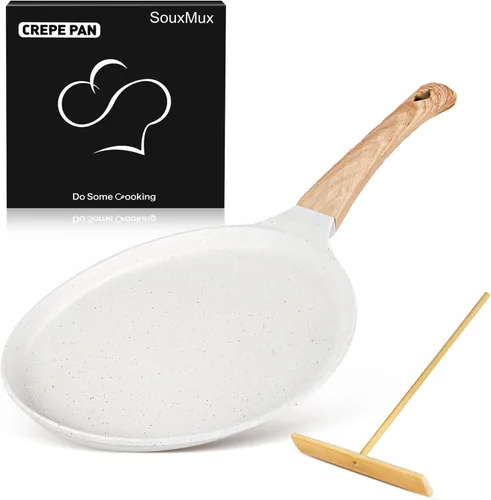 Vista 11 de SouxMux - Sartén para crepas de 8 pulgadas con esparcidor, cerámica antiadherente, lista para inducción Negro