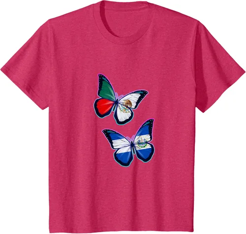 Vista 56 de Raíces biculturales de El Salvador y México. Versión mariposa Camiseta, Negro